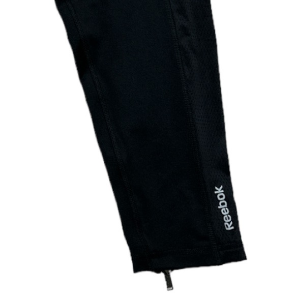 Reebok Sport XL Playdry Black RE Tight Workout Skinny Fit Mesh Panel Zipper Hem - Picture 4 of 13